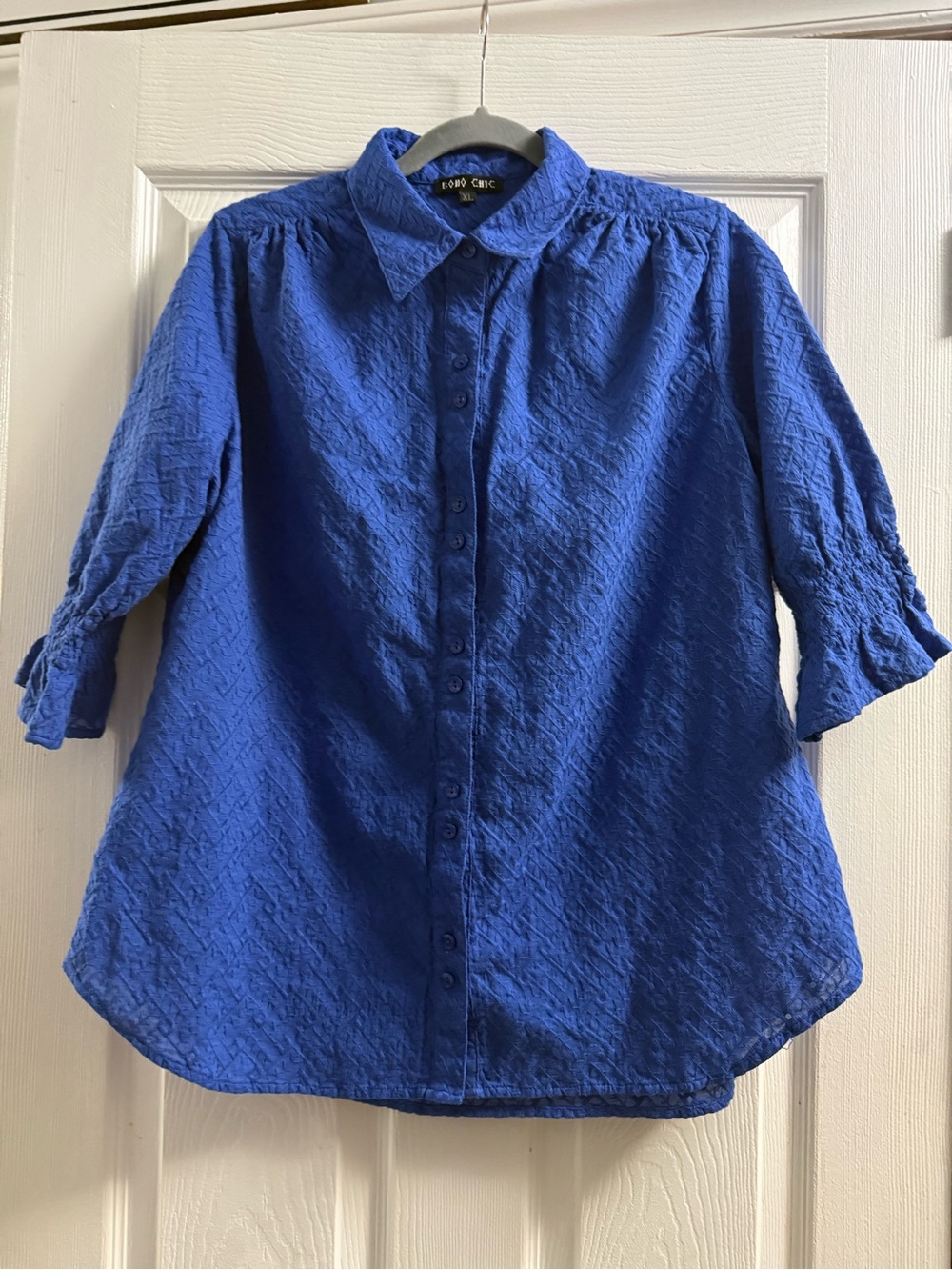 Boho Chic Textured Button Down Shirt Size XL
